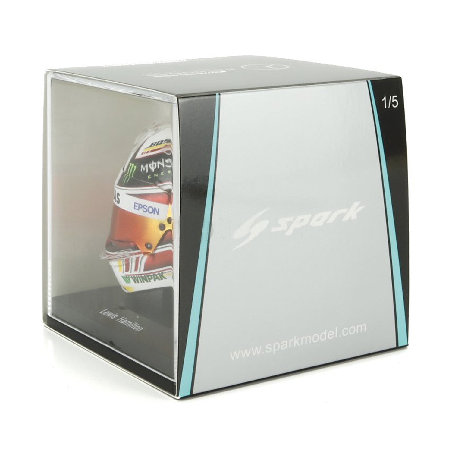 #44 Hamilton 2018 Mexico GP 1:5 Spark Mini Helmet - Mercedes-AMG Petronas - Fueler™ - 5HF172 - fueler.store - Mini Helmet