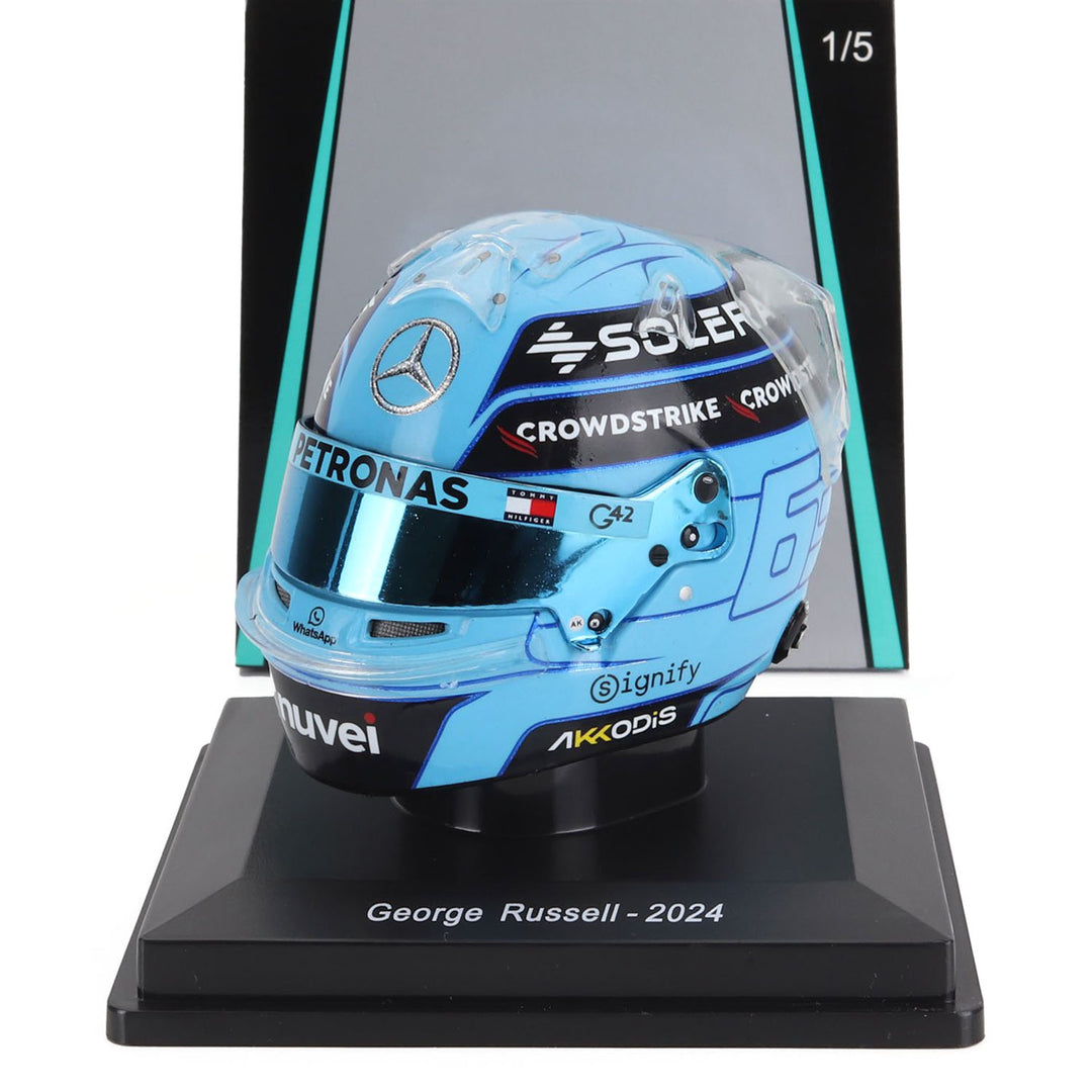 #63 Russell 2024 Season 1:5 Spark Mini Helmet - Mercedes-AMG Petronas - Fueler™ - 5HF146 - fueler.store - Collectibles