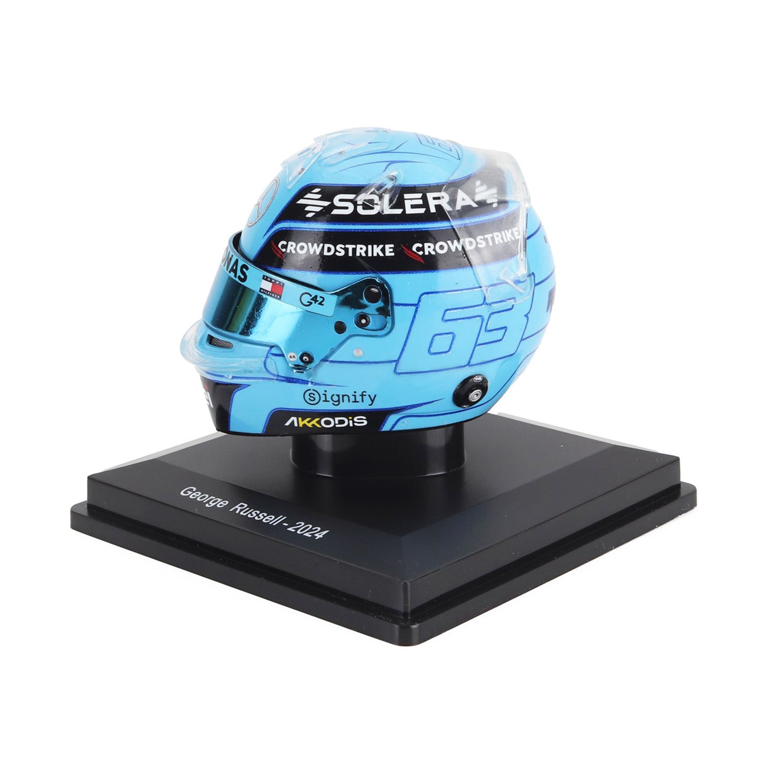 #63 Russell 2024 Season 1:5 Spark Mini Helmet - Mercedes-AMG Petronas - Fueler™ - 5HF146 - fueler.store - Mini Helmet