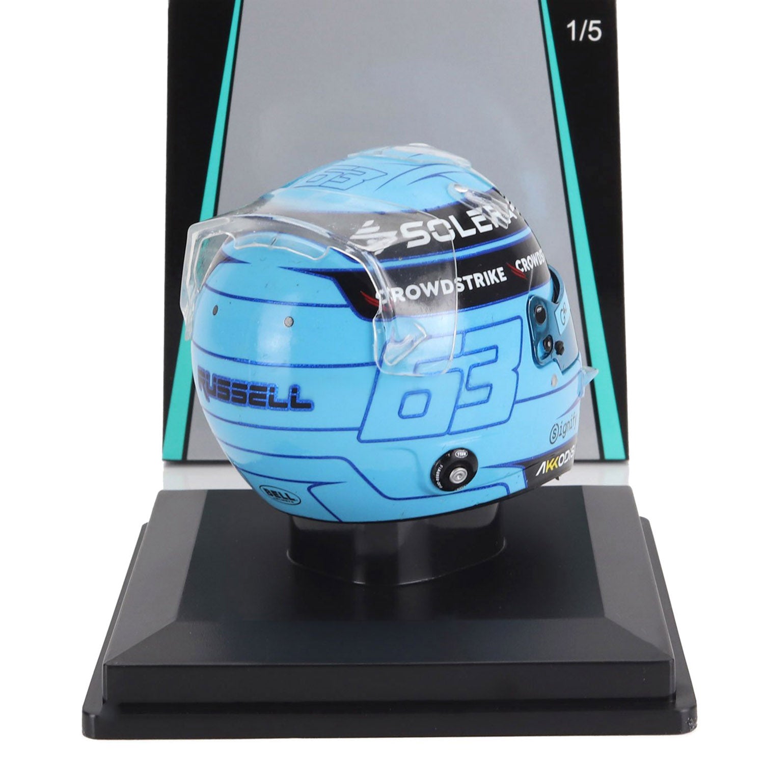 #63 Russell 2024 Season 1:5 Spark Mini Helmet - Mercedes-AMG Petronas - Fueler™ - 5HF146 - fueler.store - Collectibles