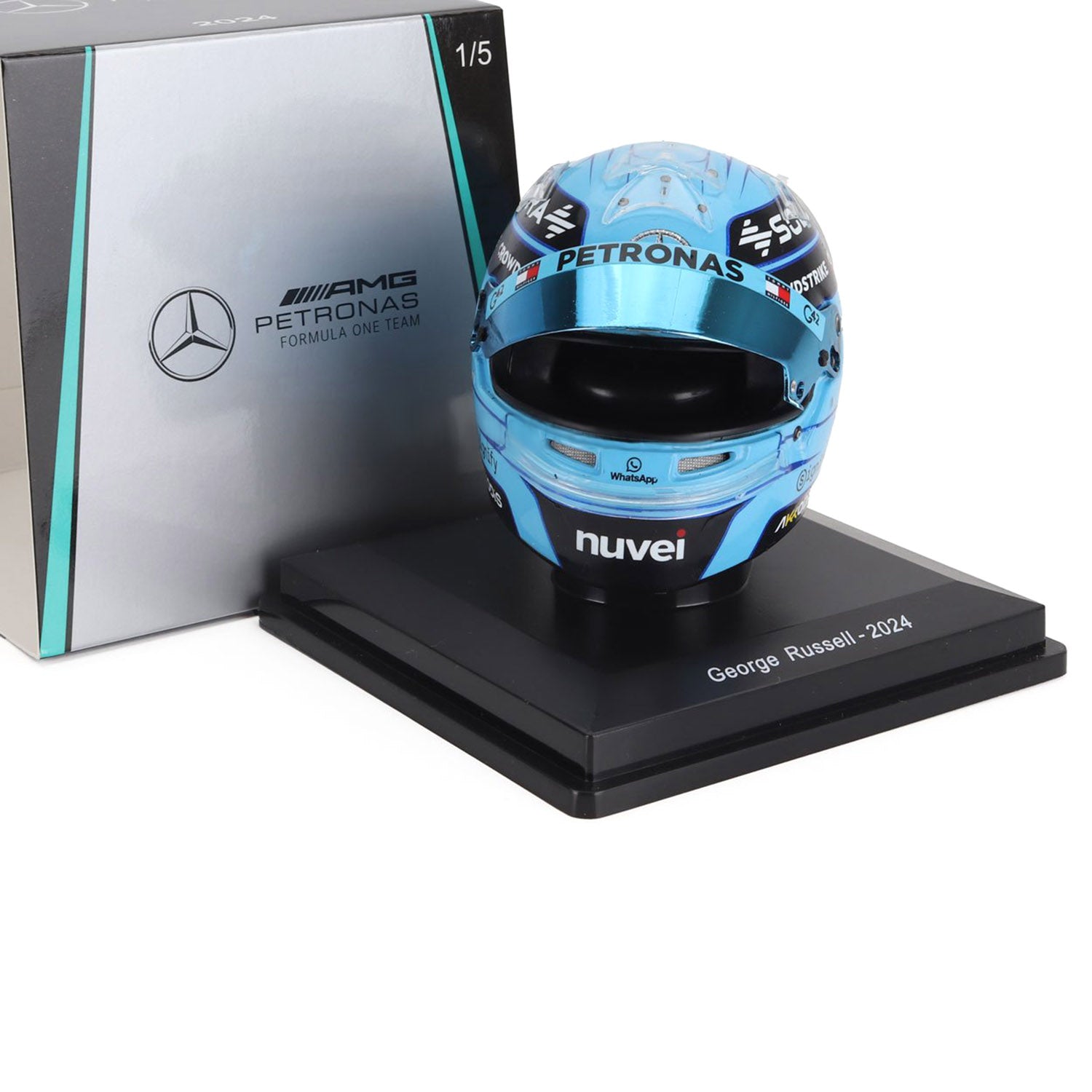 #63 Russell 2024 Season 1:5 Spark Mini Helmet - Mercedes-AMG Petronas - Fueler™ - 5HF146 - fueler.store - Collectibles