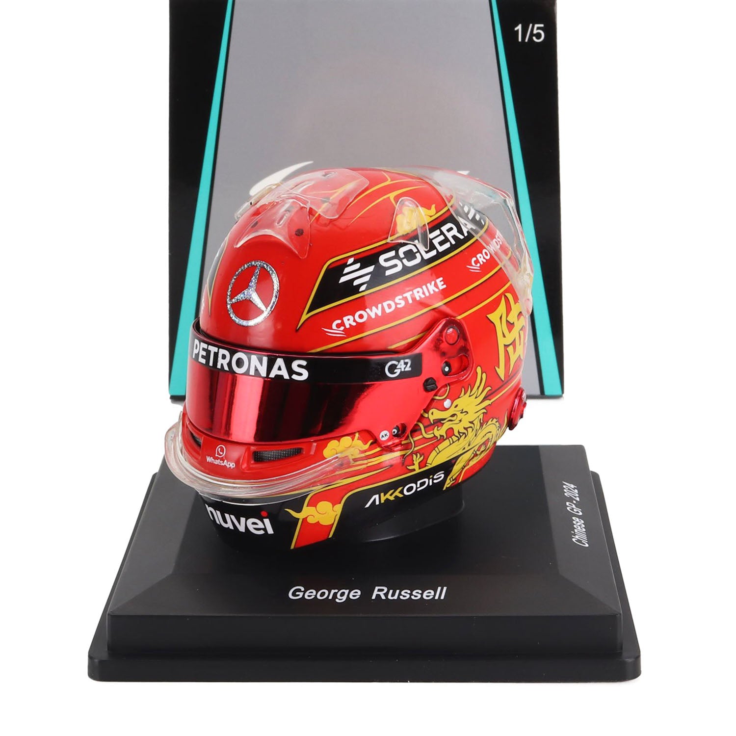 #63 Russell China GP 2024 1:5 Spark Mini Helmet - Mercedes-AMG Petronas - Fueler™ - 5HF157 - fueler.store - Collectibles