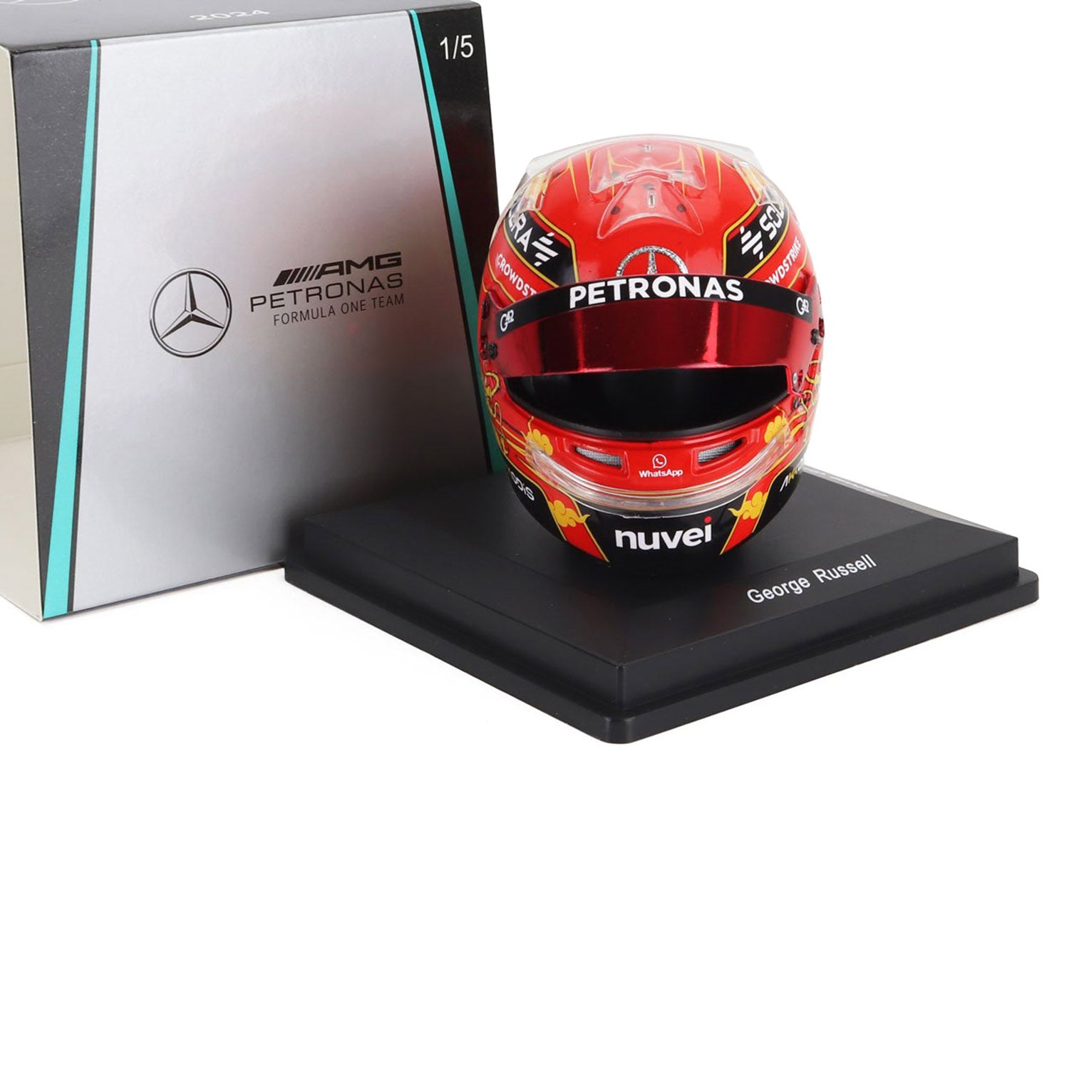 #63 Russell China GP 2024 1:5 Spark Mini Helmet - Mercedes-AMG Petronas - Fueler™ - 5HF157 - fueler.store - Collectibles