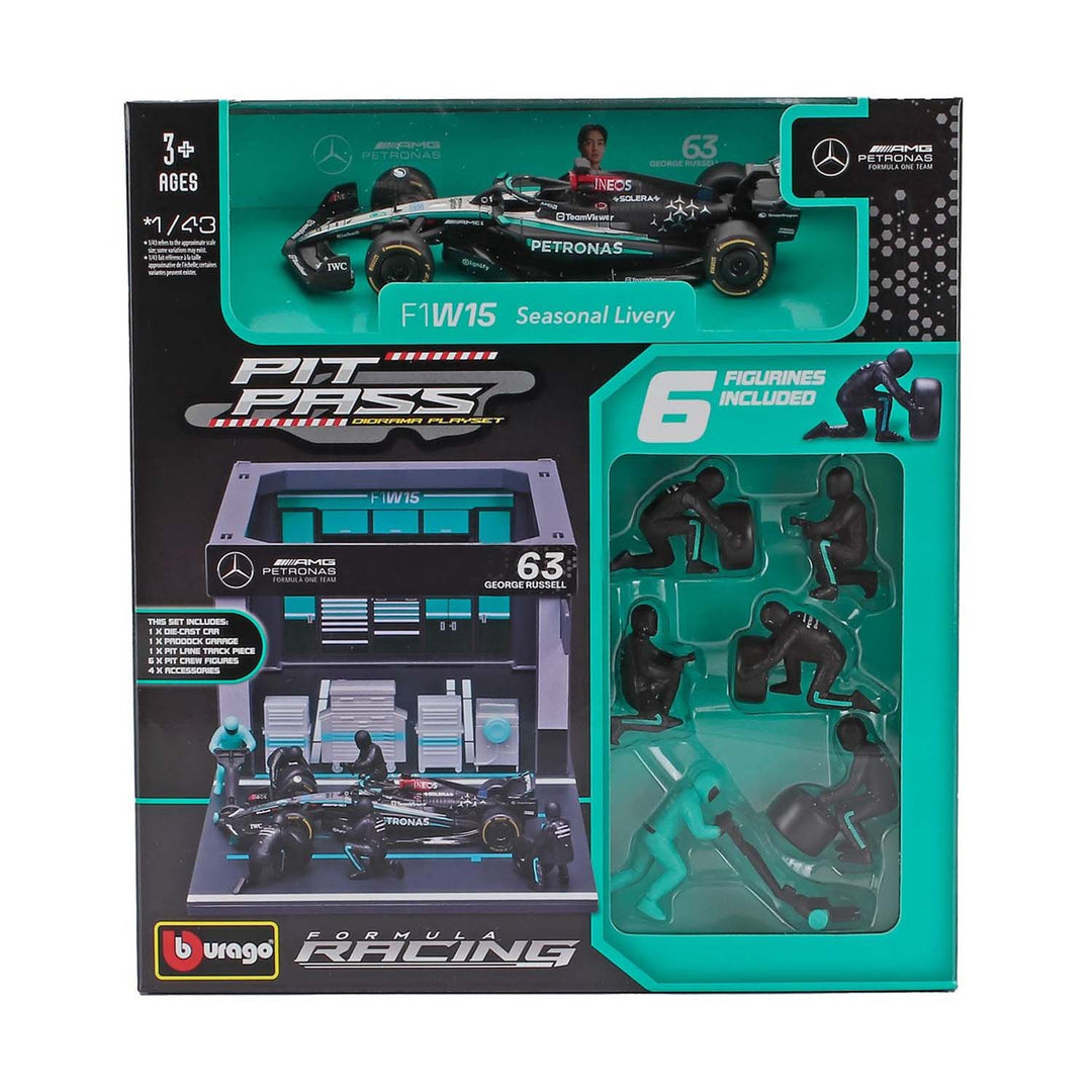 Mercedes-AMG Petronas - #63 Russell W14 Pit Stop Diorama 2023 1:43 Car Model Set - Car Model - Fueler™ 