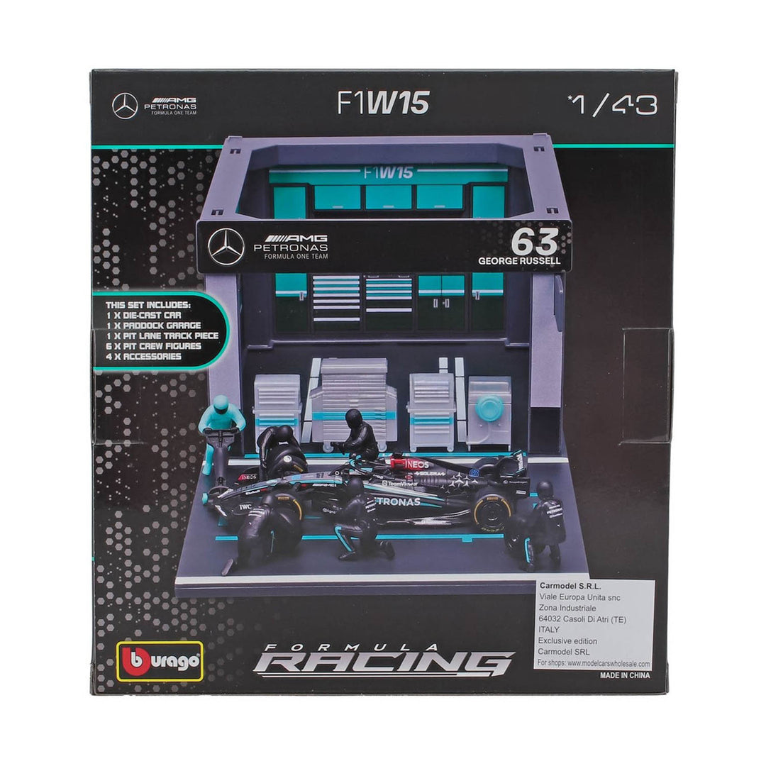 Mercedes-AMG Petronas - #63 Russell W14 Pit Stop Diorama 2023 1:43 Car Model Set - Car Model - Fueler™ 