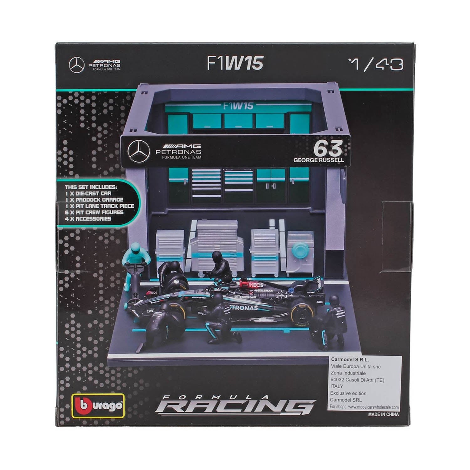 Mercedes-AMG Petronas - #63 Russell W14 Pit Stop Diorama 2023 1:43 Car Model Set - Car Model - Fueler™ 