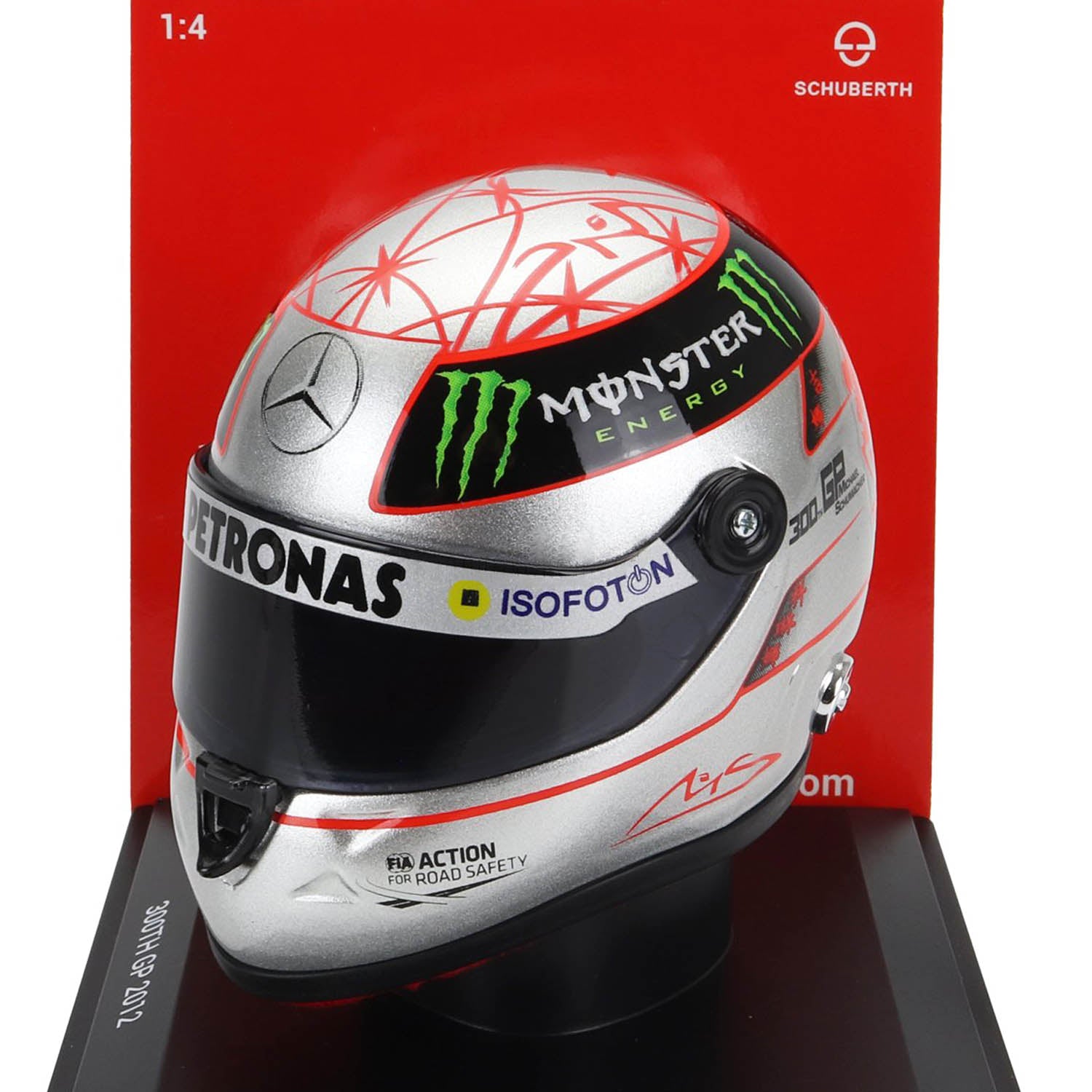 Michael Schumacher 300th GP 2012 1:4 Helmet - Michael Schumacher - Fueler™ - MS-MH-4-2012-P - fueler.store - Mini Helmet