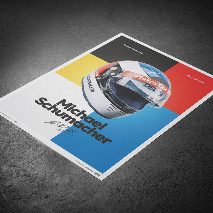 Michael Schumacher - Michael Schumacher - Helmet - 1991 | Mini edition - Poster - Fueler™ 