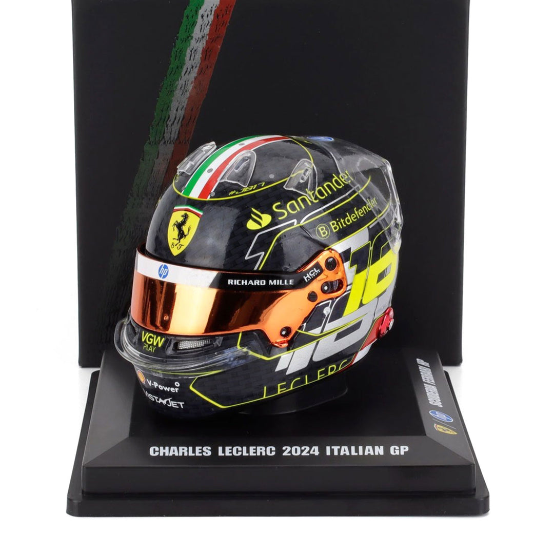 #16 Leclerc Monza GP 2024 Winner 1:5 Mini Helmet - Scuderia Ferrari - Fueler™ - LSHEL004 - fueler.store - Mini Helmet