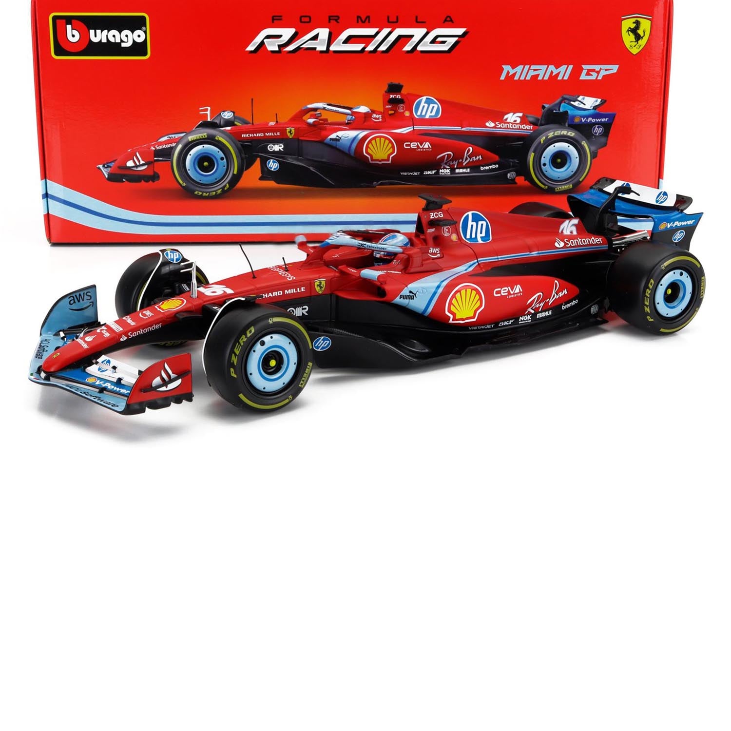 #16 Leclerc SF24 Miami GP 1:18 Car Model - Scuderia Ferrari - Fueler™ - 18-16815-L-MIAMI - fueler.store - Car Model