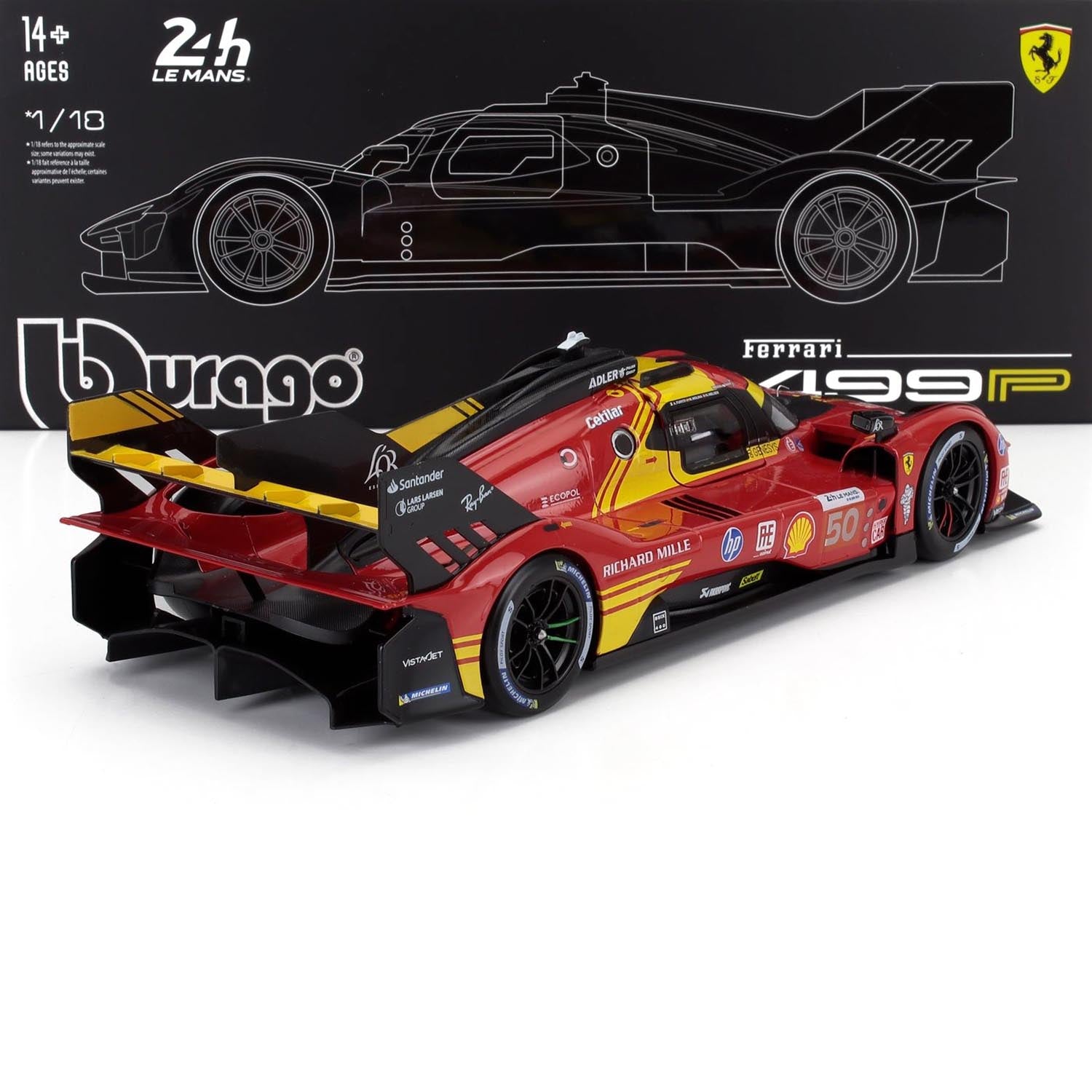 #50 Ferrari 499P Le Mans Winner 2024 1:18 Car Model - Scuderia Ferrari - Fueler™ - 18-16312-50-VET - fueler.store - Car Model