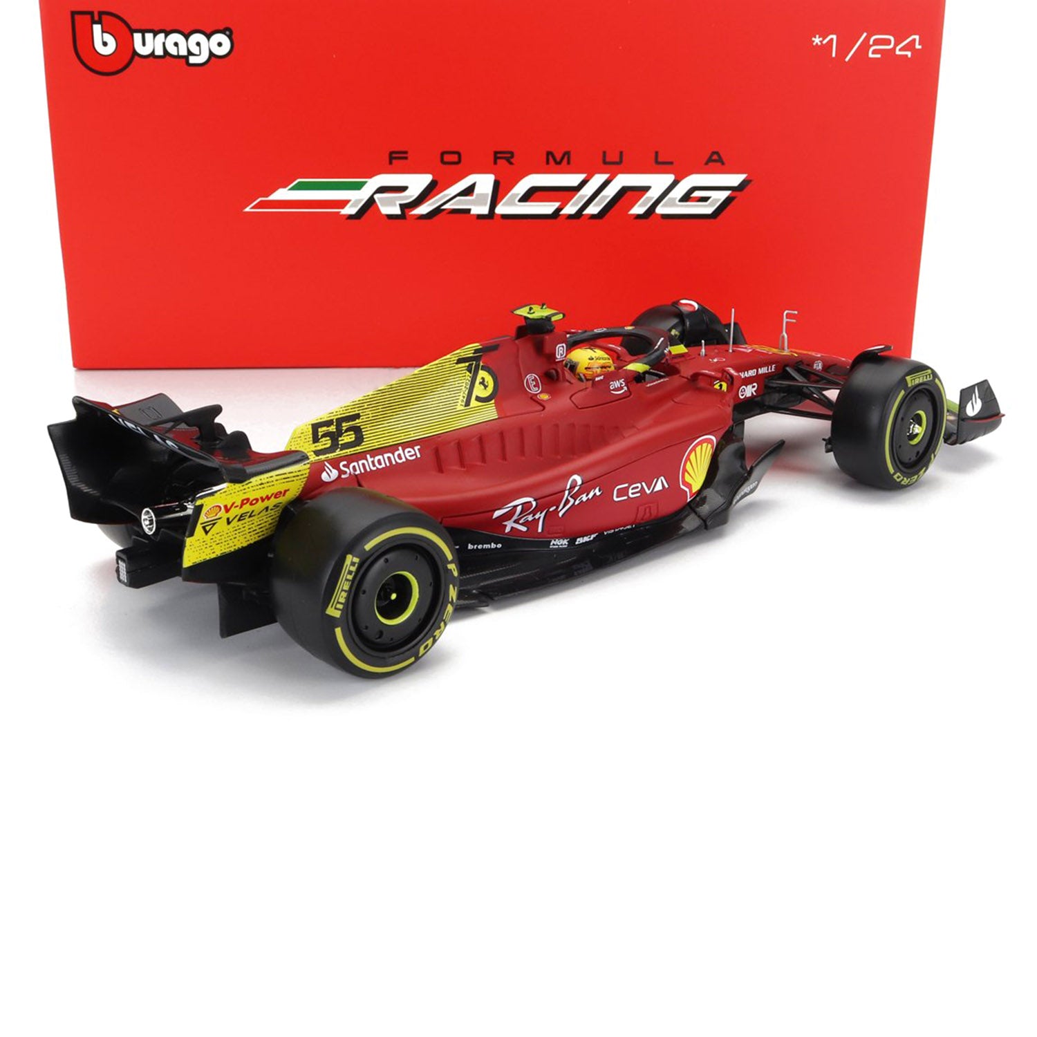 #55 Sainz 2022 SF75 Monza GP 1:24 Car Model - Scuderia Ferrari - Fueler™ 