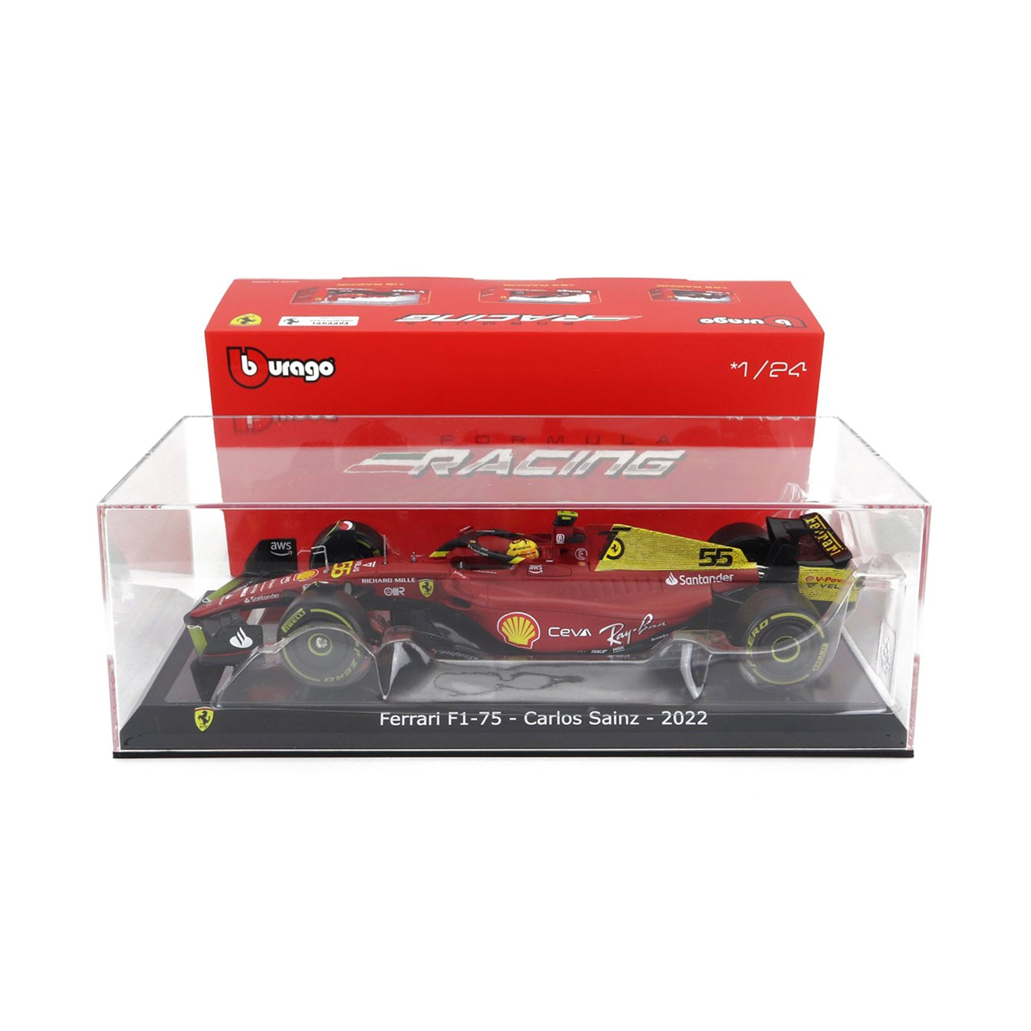 #55 Sainz 2022 SF75 Monza GP 1:24 Car Model - Scuderia Ferrari - Fueler™ 