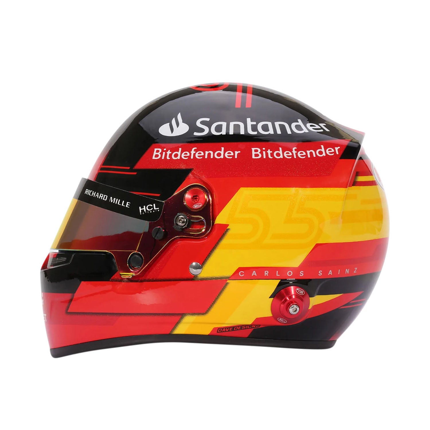 Carlos Sainz #55 Official 2023 1:2 Helmet - Scuderia Ferrari - Fueler™ - MH23CS - fueler.store - Collectibles