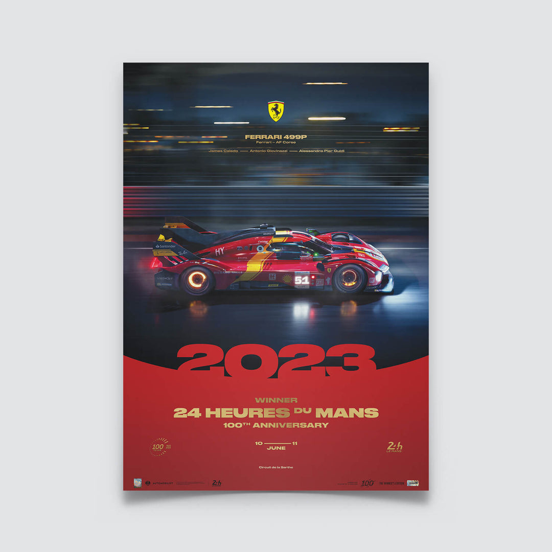 Scuderia Ferrari - Ferrari 499P - 24h Le Mans Winners - 100th Anniversary | Collector's Edition - Poster - Fueler™ 