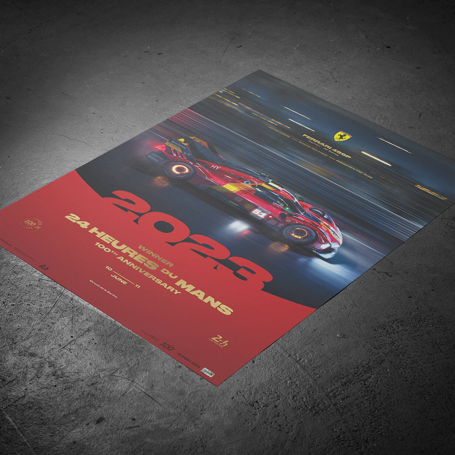 Ferrari 499P - 24h Le Mans Winners - 100th Anniversary | Collector's Edition - Scuderia Ferrari - Fueler™ - PROD01004809 - fueler.store - Poster