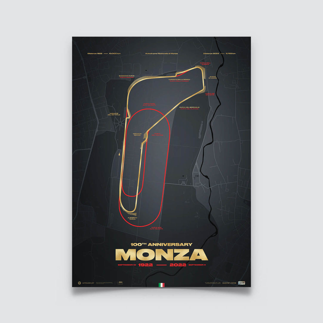 Monza Circuit | 100th Anniversary Track Evolution | Collector’s Edition | Large - Scuderia Ferrari - Fueler™ - PROD01004731 - fueler.store - Poster