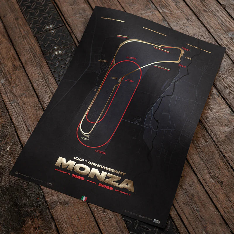 Monza Circuit | 100th Anniversary Track Evolution | Collector’s Edition | Large - Scuderia Ferrari - Fueler™ - PROD01004731 - fueler.store - Poster