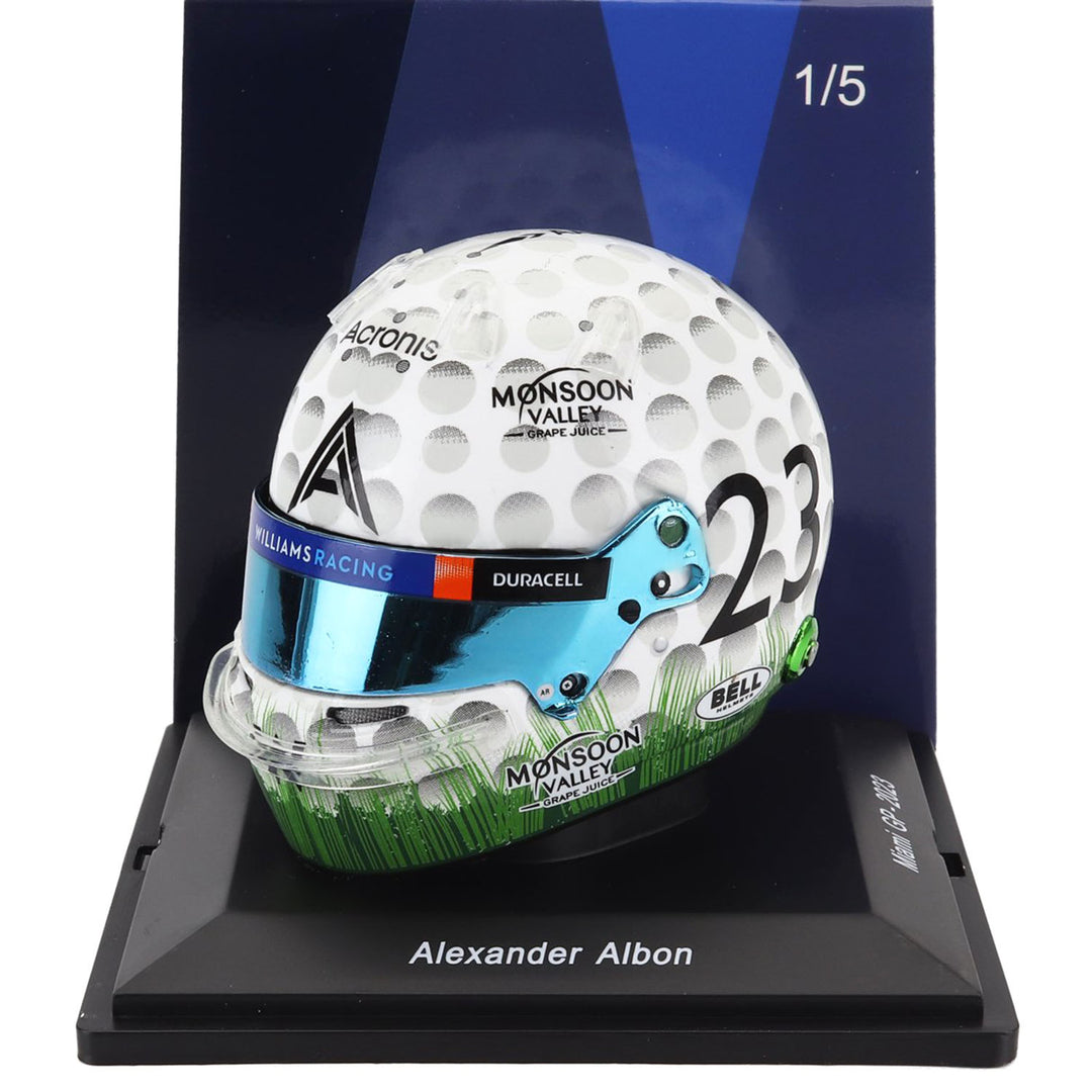 #23 Albon Miami GP 2023 1:5 Spark Mini Helmet - Williams Racing - Fueler™ - 5HF113 - fueler.store - Collectibles