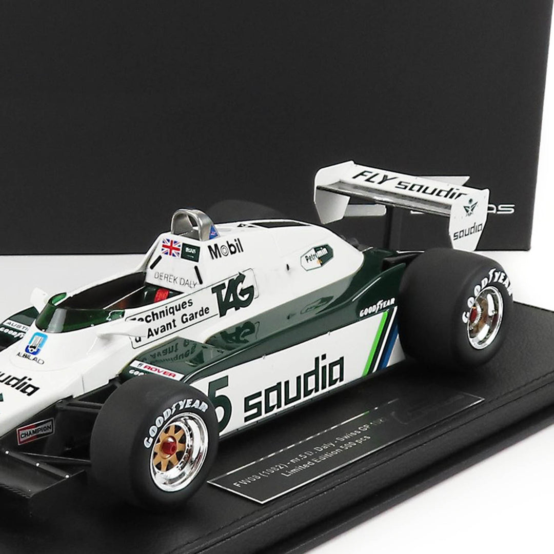 #5 Daly FW08 Swiss GP 1982 Fly Saudia 1:18 Car Model - Williams Racing - Fueler™ - GP121A - fueler.store - Car Model