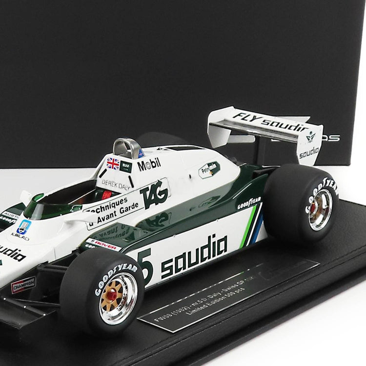 #5 Daly FW08 Swiss GP 1982 Fly Saudia 1:18 Car Model - Williams Racing - Fueler™ - GP121A - fueler.store - Car Model