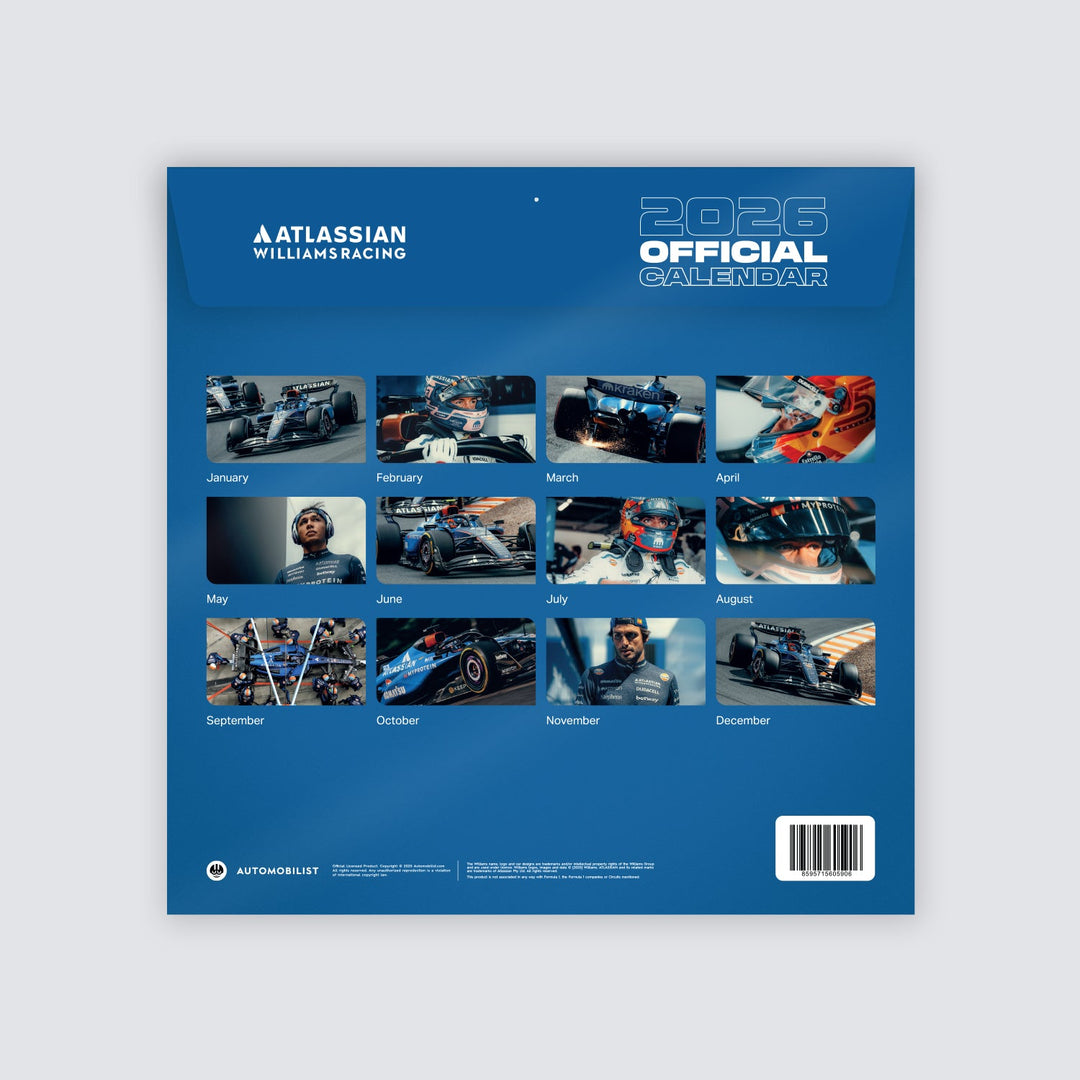 Official 2026 Atlassian Williams Racing Wall Calendar