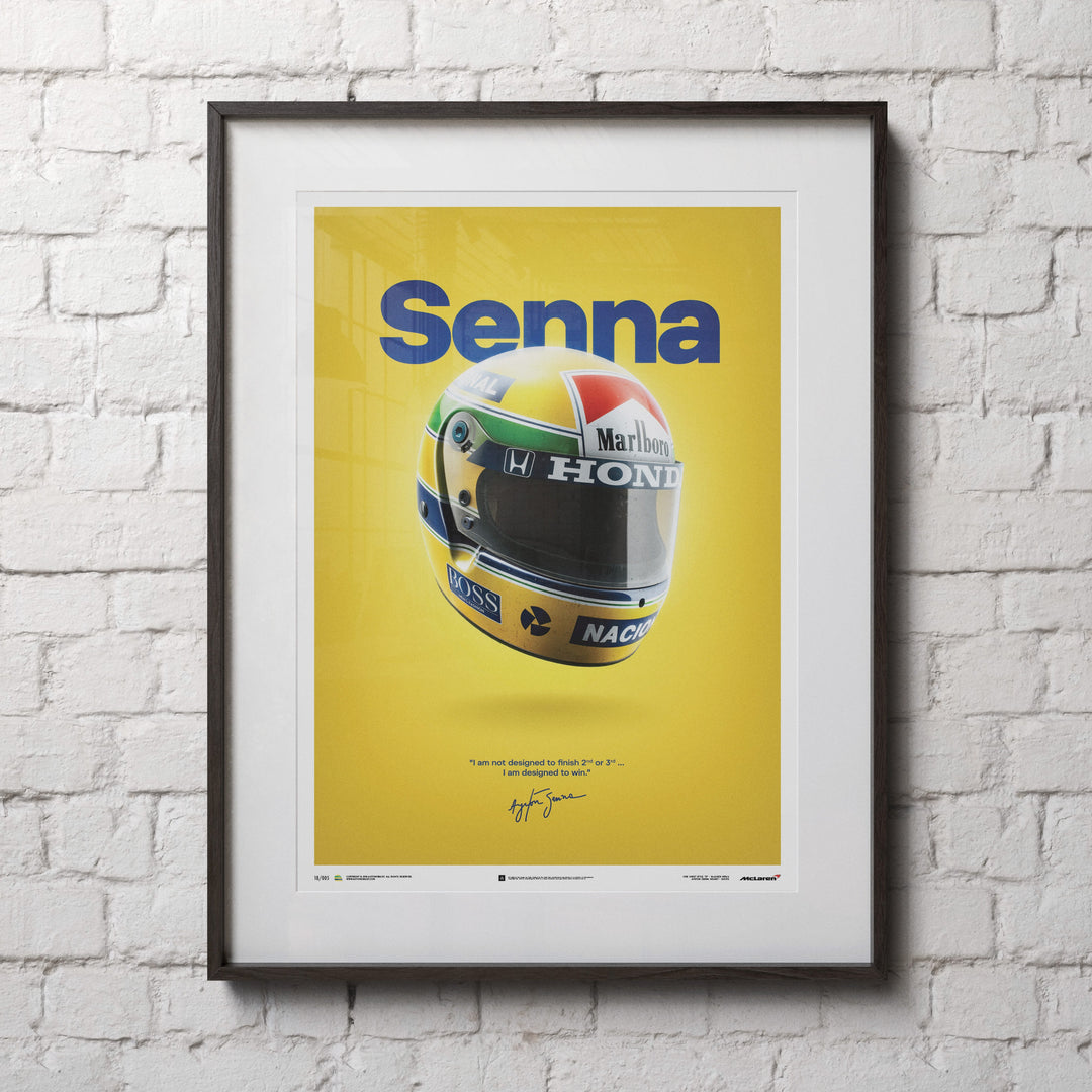 McLaren MP4/4 - Helmet - San Marino GP - 1988 Artwork - McLaren F1 - Fueler™ - PROD01000093 - fueler.store - Poster