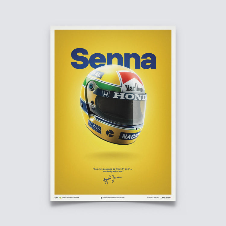 McLaren MP4/4 - Helmet - San Marino GP - 1988 Artwork - McLaren F1 - Fueler™ - PROD01000093 - fueler.store - Poster