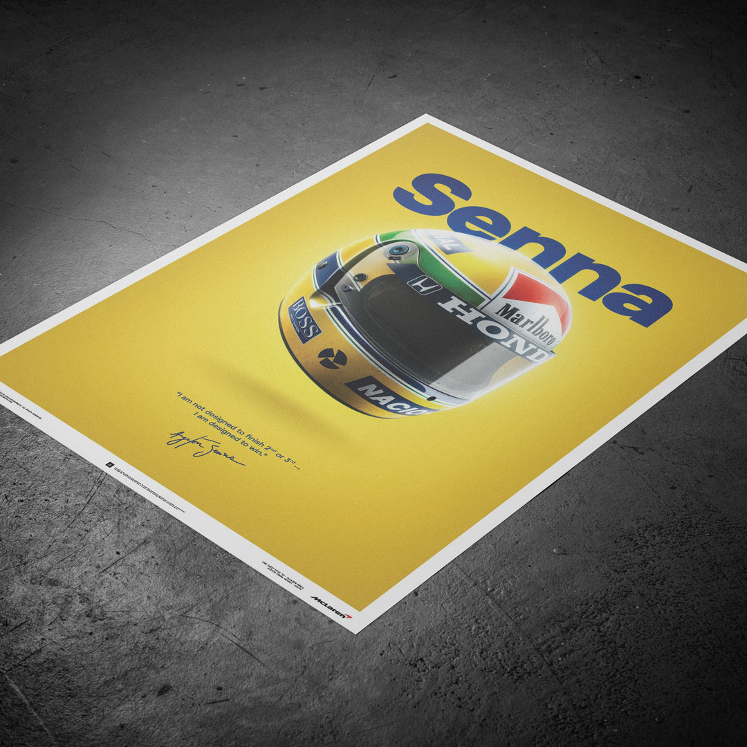 McLaren MP4/4 - Helmet - San Marino GP - 1988 Artwork - McLaren F1 - Fueler™ - PROD01000093 - fueler.store - Poster