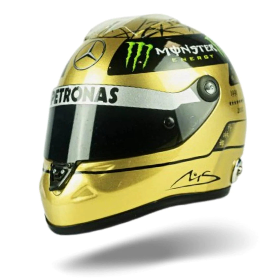 Michael Schumacher 2011 Gold Edition 1:2 Mini Helmet-Mercedes-AMG Petronas-Fueler store