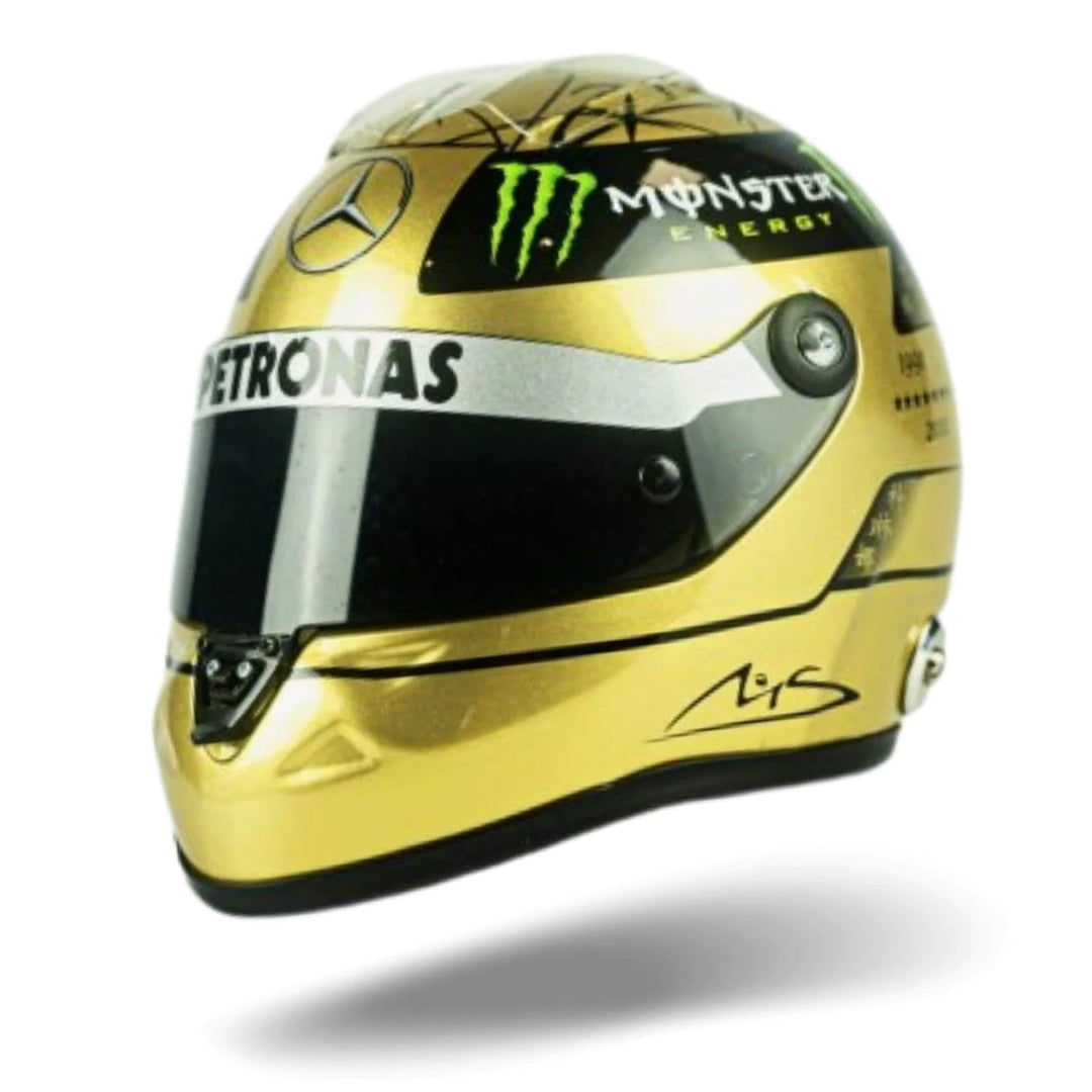 Michael Schumacher 2011 Gold Edition 1:2 Mini Helmet - Mercedes-AMG Petronas - Fueler™ - MH11MSGLD - fueler.store - Collectibles