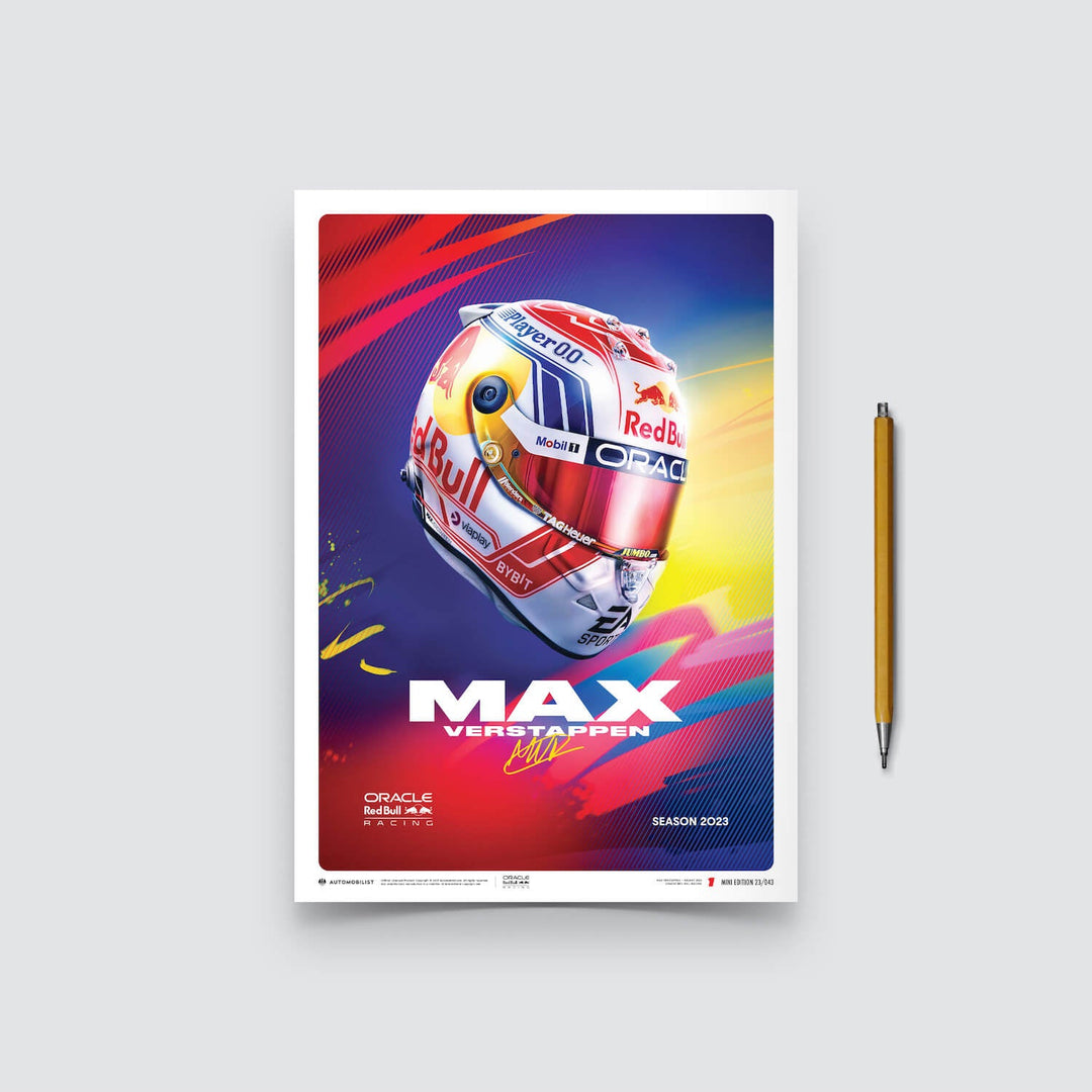 Max Verstappen - Helmet - 2023 | Mini Edition - Red Bull Racing - Fueler™ - PROD01004516 - fueler.store - Poster