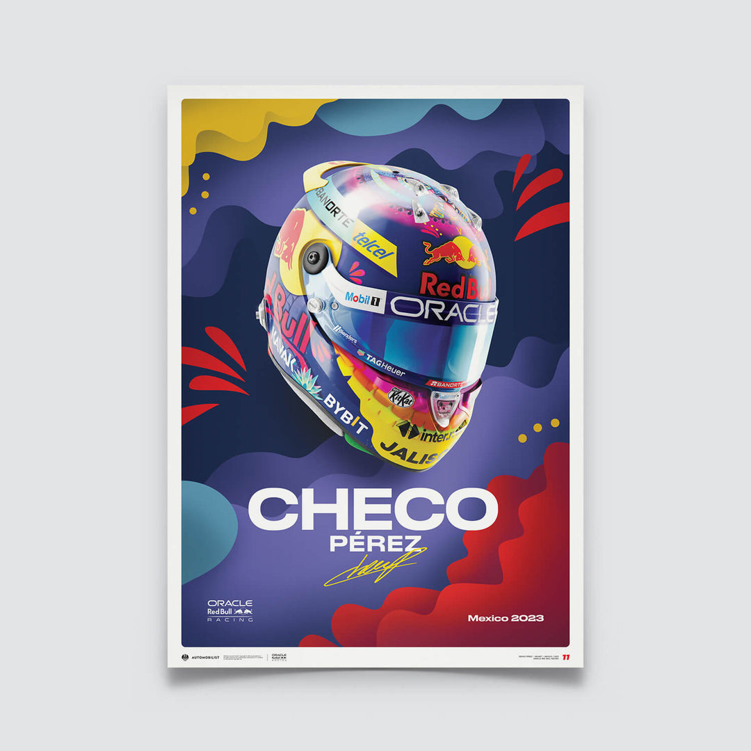Red Bull Racing - Sergio Perez - Helmet - Mexican Grand Prix - 2023 - Poster - Fueler™ 